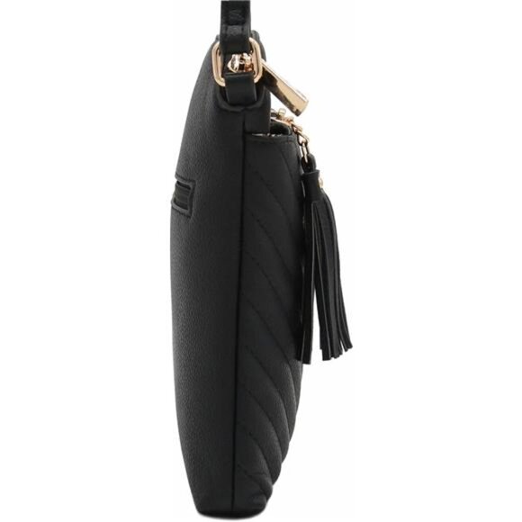 Quilted Medium Crossbody Bag with Tassel Accent - Picture 3 of 8